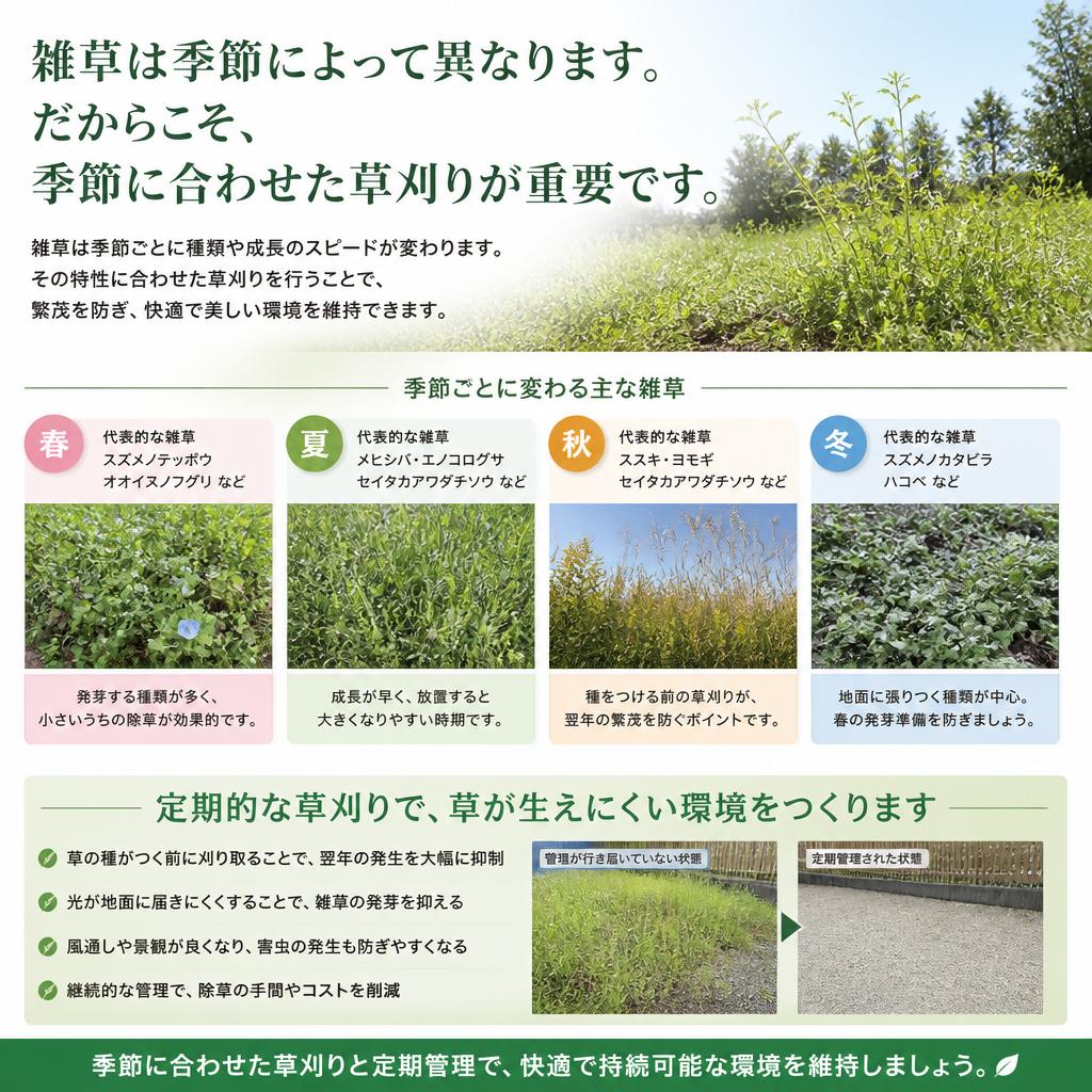 雑草対策 – 季節ごとの草刈りの重要性
