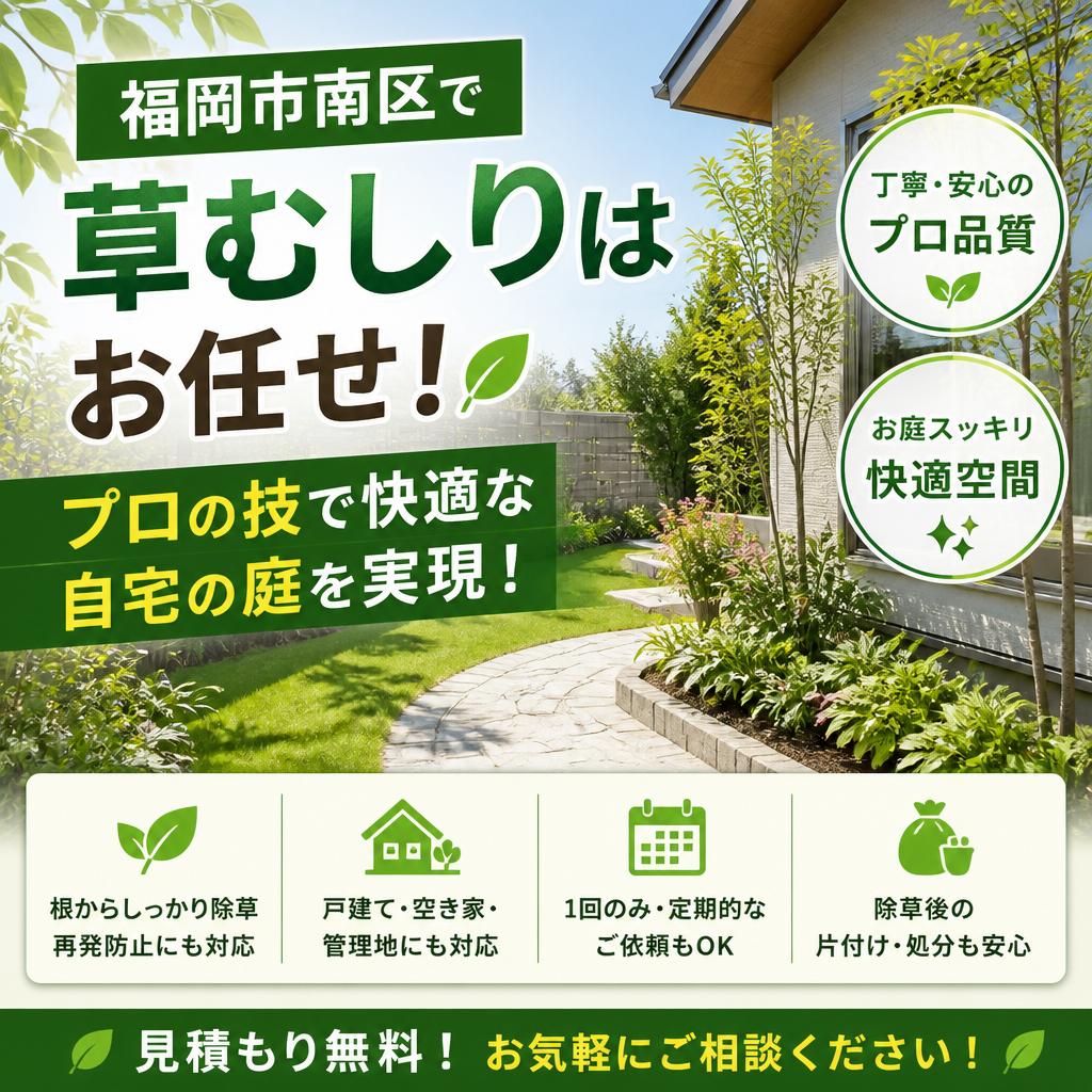 福岡市南区で草むしりはお任せ！プロの技で快適な自宅の庭を実現！