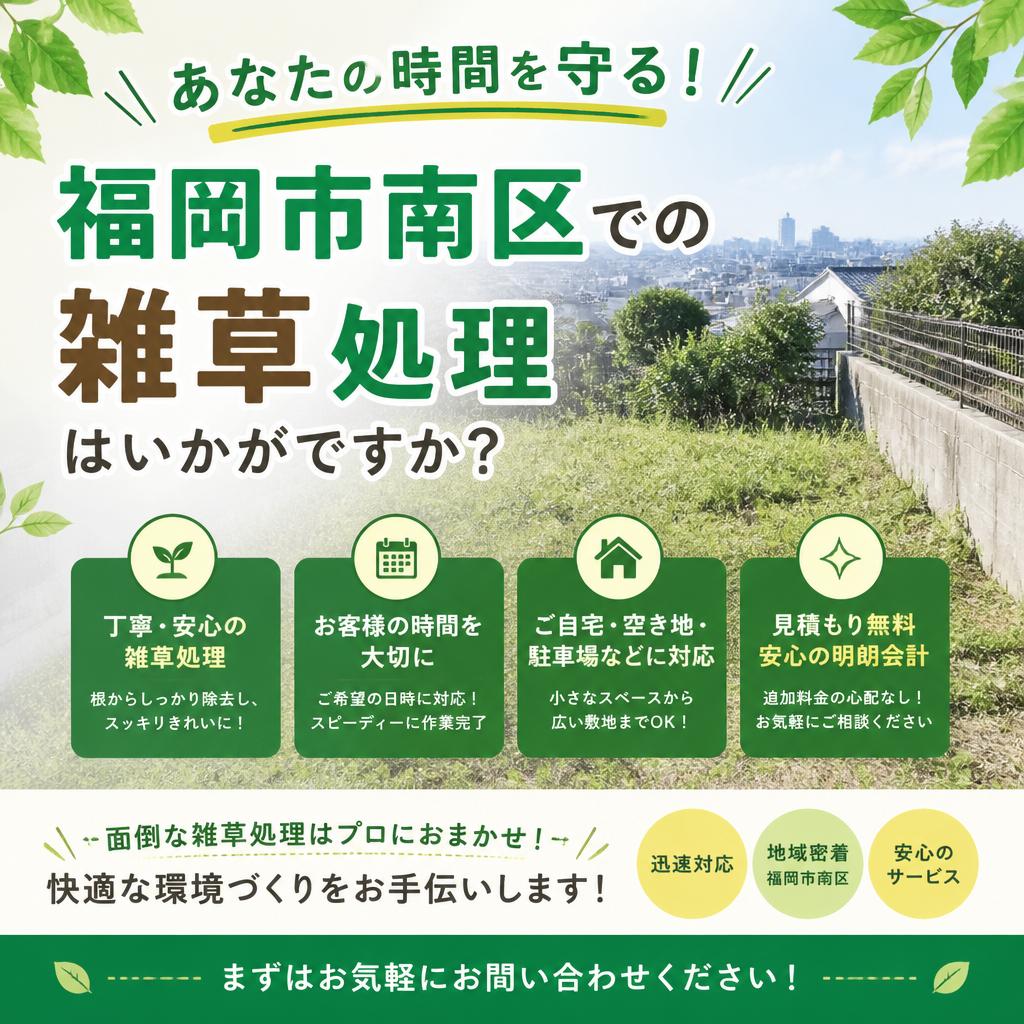 あなたの時間を守る！福岡市南区での雑草処理はいかがですか？