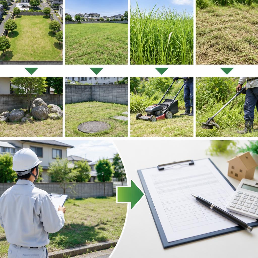 作業時間は草の量や広さで変わります。まずは無料見積もり